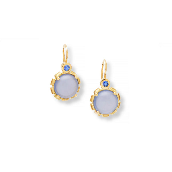 Chalcedony and Blue Sapphire Earrings