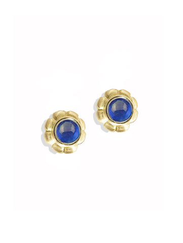 Sapphire Cabochon Stud Earrings