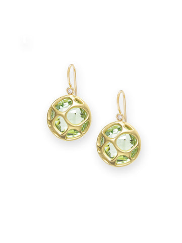 Green Quartz & Petite Diamond Earrings