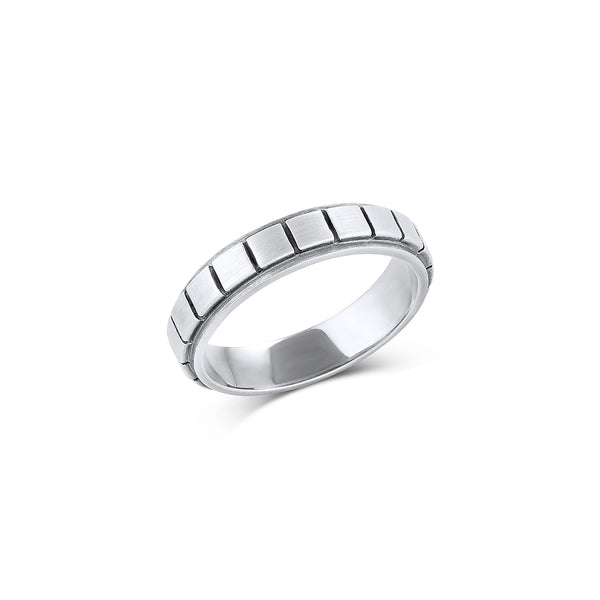 Bold Square Pattern Sterling Silver Ring