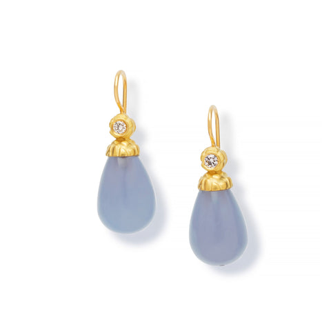 Periwinkle Blue Chalcedony Drop Earrings