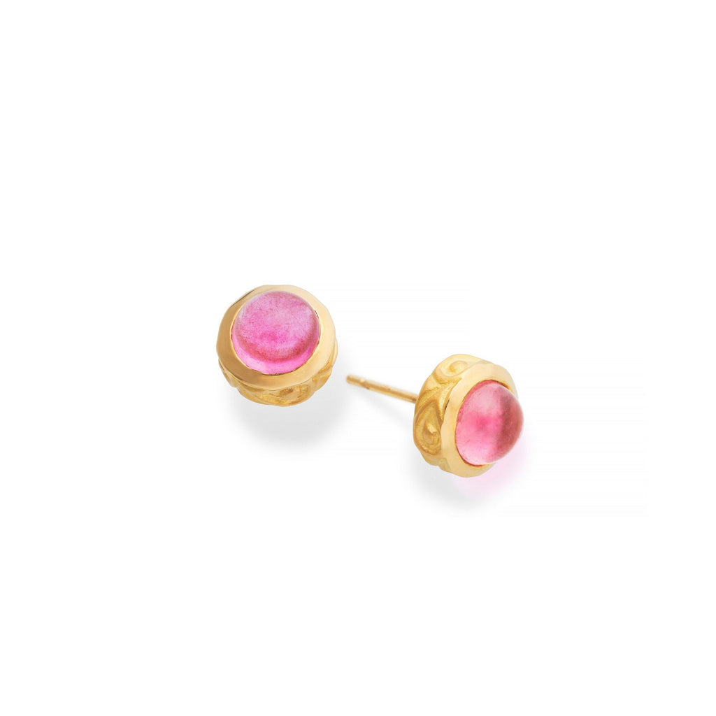 Cabochon Pink Tourmaline Earrings