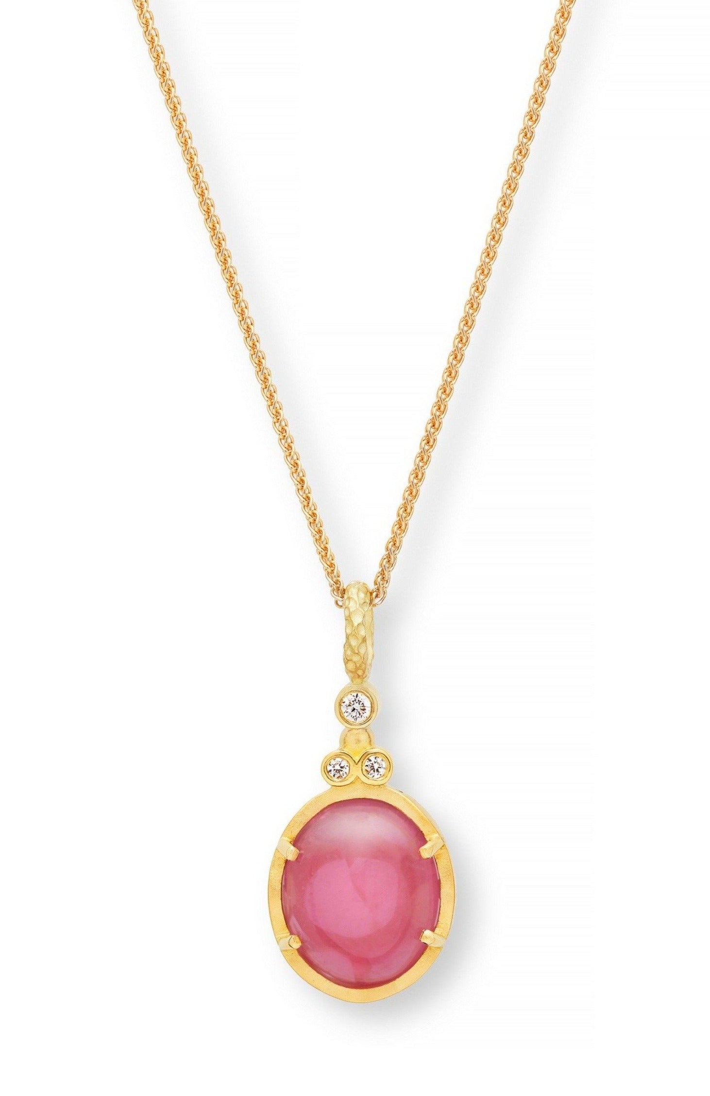 Pink Sapphire, Pink Tourmaline and Diamond Pendant in White Gold