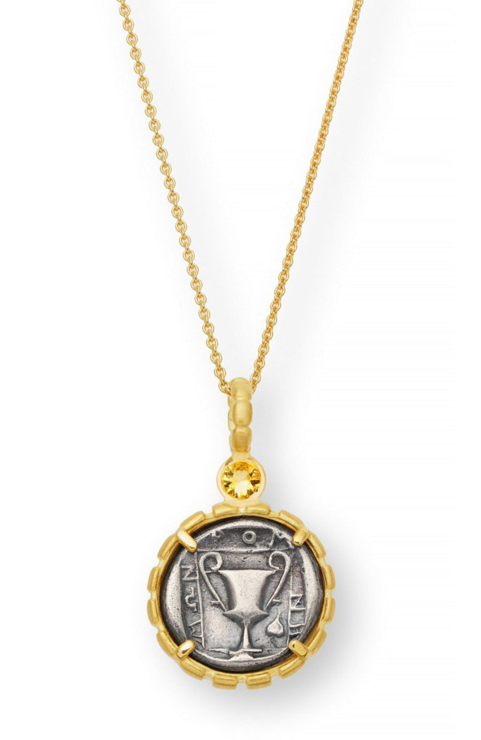 Ancient Kantharos Greek Coin 18K Gold Pendant Jane Bohan