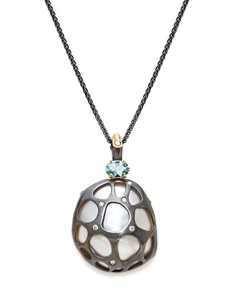 Jeweled Pearl & Aquamarine Enhancer Pendant