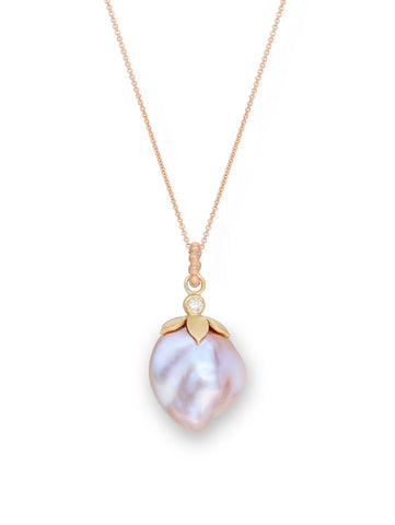 Graceful Mauve Pearl & Diamond Pendant