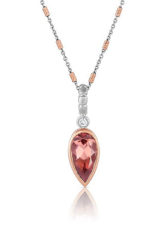 Peach Zircon & Diamond Pendant