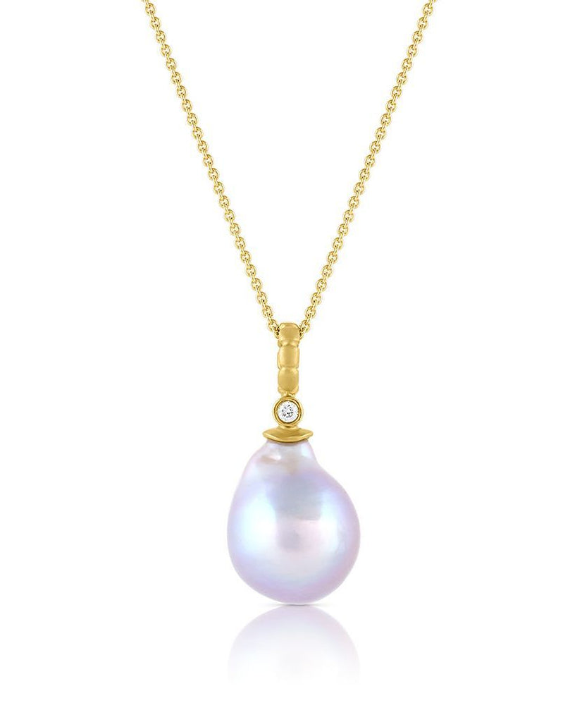 Luminous Blue Akoya Baroque Pearl Pendant