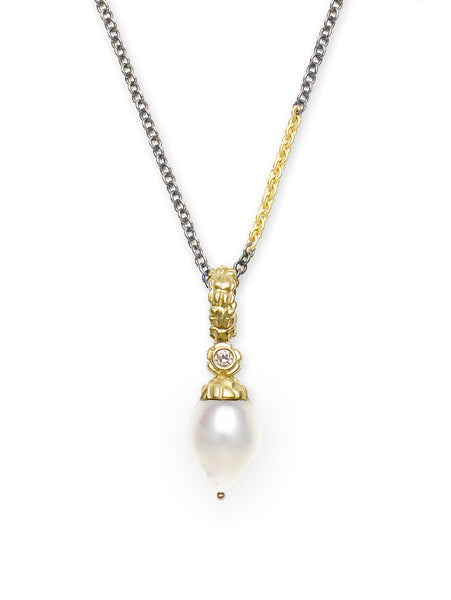 Diamond and Baroque Pearl Enhancer Pendant
