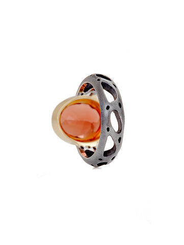 Orange Labradorite & Diamond Barcelona Ring