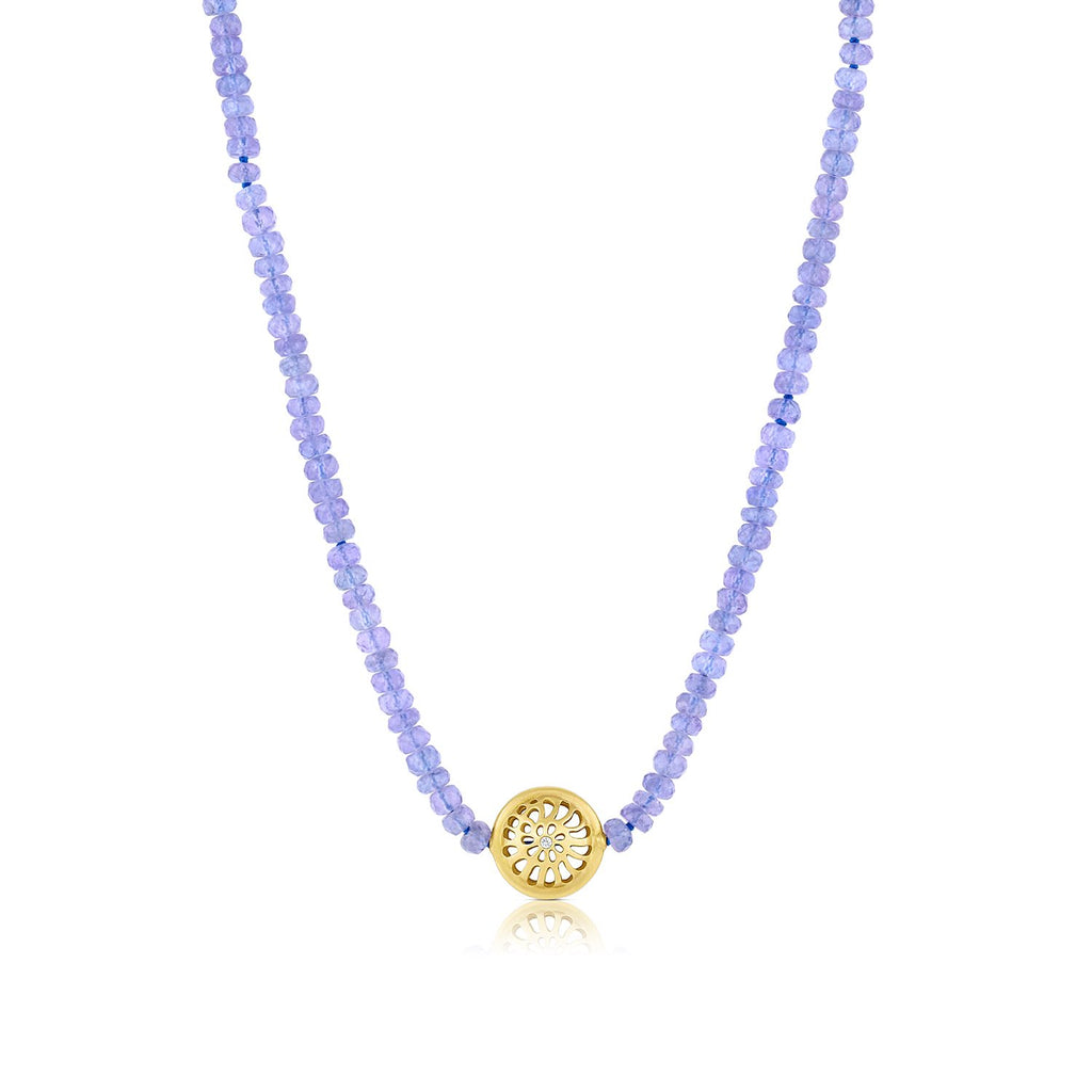 18K Nautilus Diamond & Tanzanite Bead Necklace